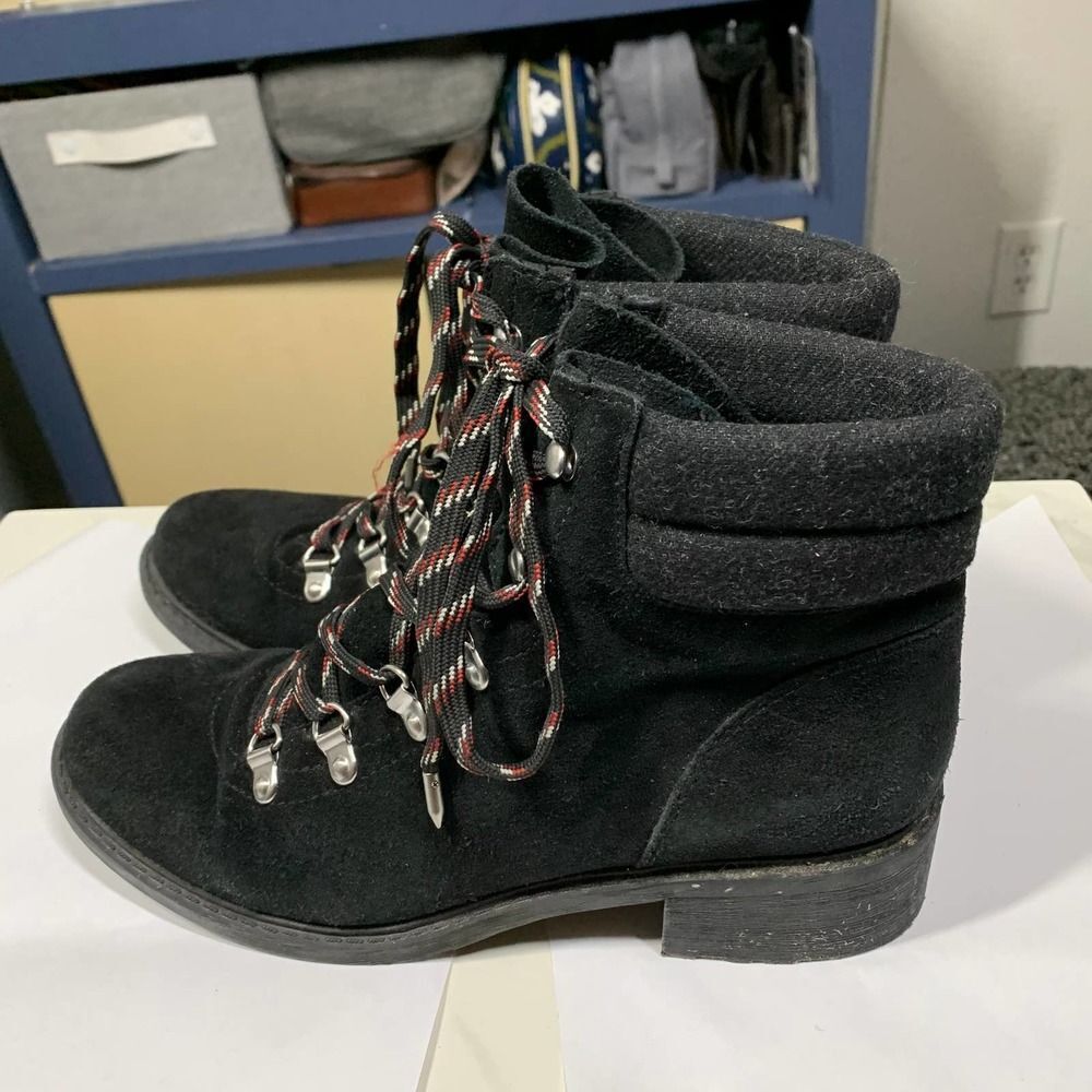 SAM EDELMAN lace up black suede boots ankle booties 7.5 womens